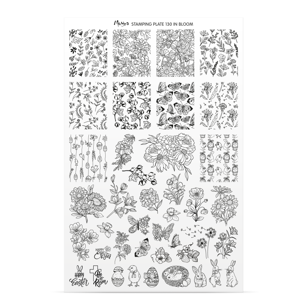 **Stamping Plate 130 In Bloom & Optional try on plate sheet