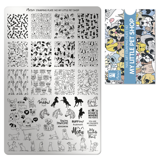 **Stamping Plate 142 My Little Pet Shop & Optional try on plate sheet